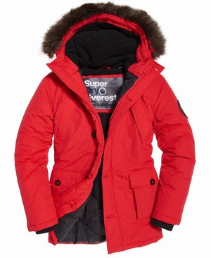 Superdry Faux Fur Trimmed Everest Férfi Kabát Piros | PAGMX8149